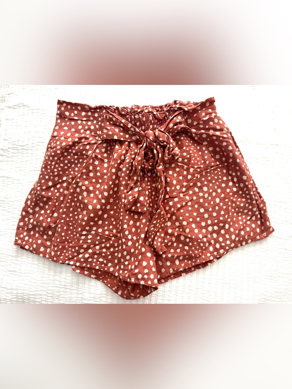 Billabong Rust Orange Polka Dot Elastic Waist Shorts